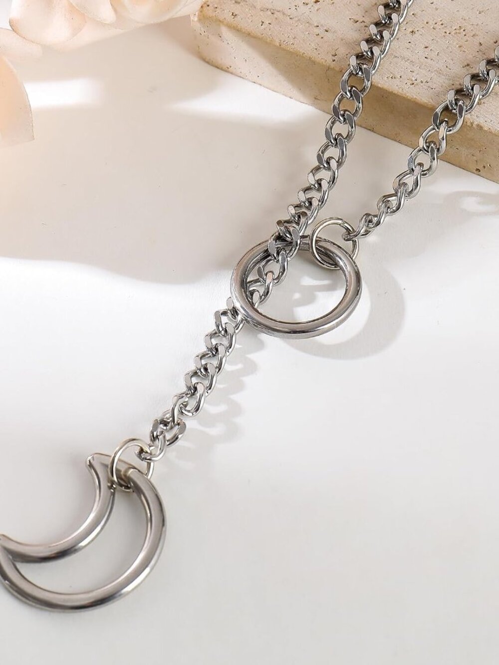 Slip Chain Choker for Women Handmade Black Stainless Steel Cuban Chain Chunky Mo - Picture 5 of 6